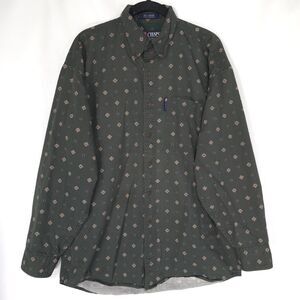 CHAPS RALPH LAUREN Mens Button Down Shirt MEDIUM Green VINTAGE 100% Cotton 78670